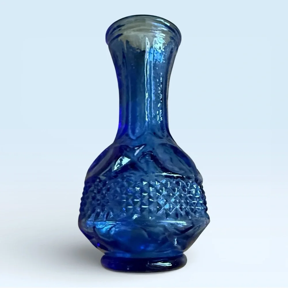 Vintage Cobalt Blue Thumbprint 4” Vase